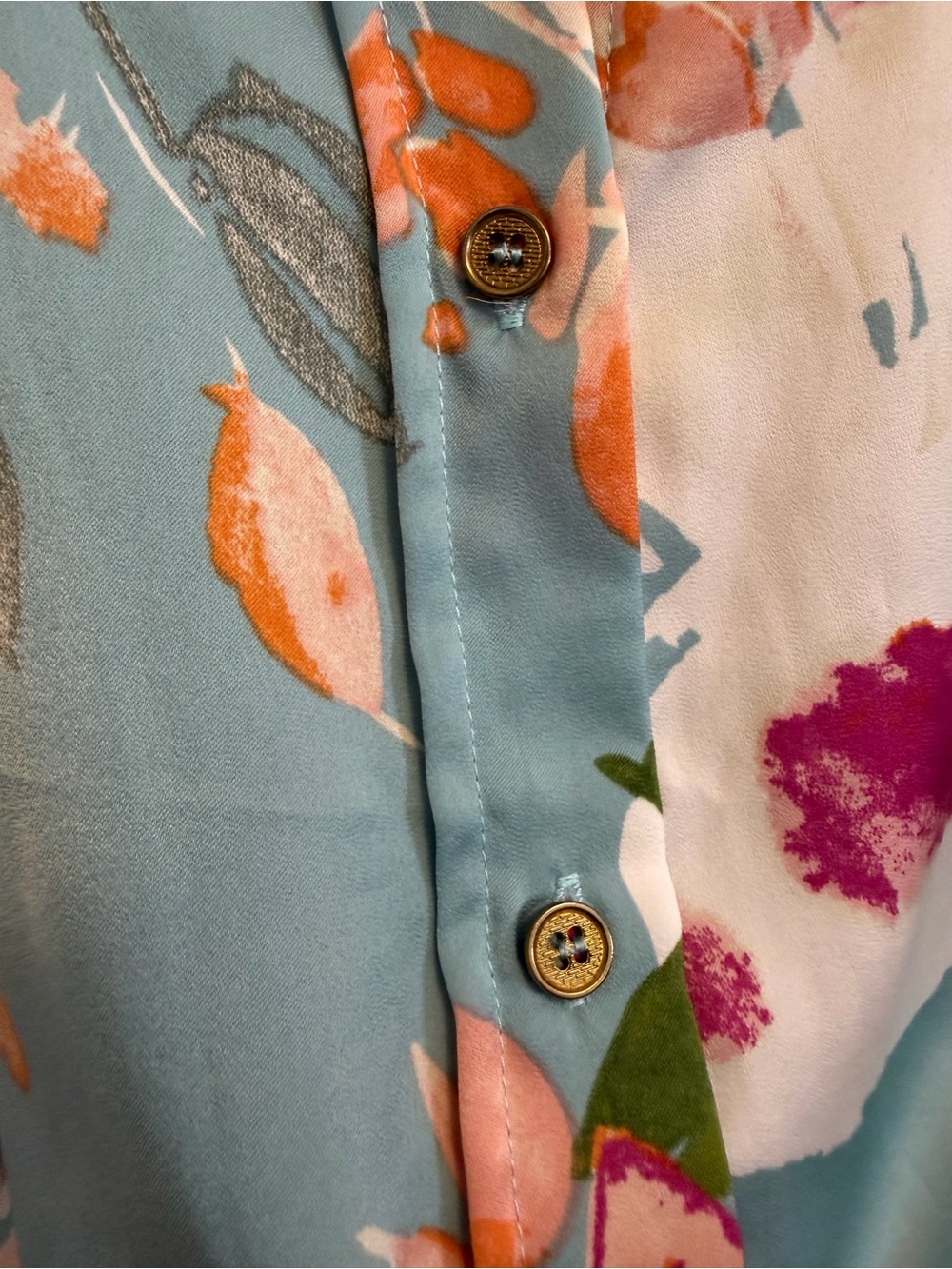 entro Light Blue Floral Print Oversized Button-Down Shirt - Picture 6 of 8